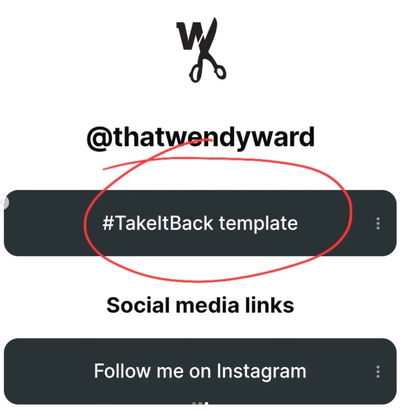 Click here to access Wendy Ward's Linktr.ee, the first options is a #TakeItBack template to write to your manufacturer